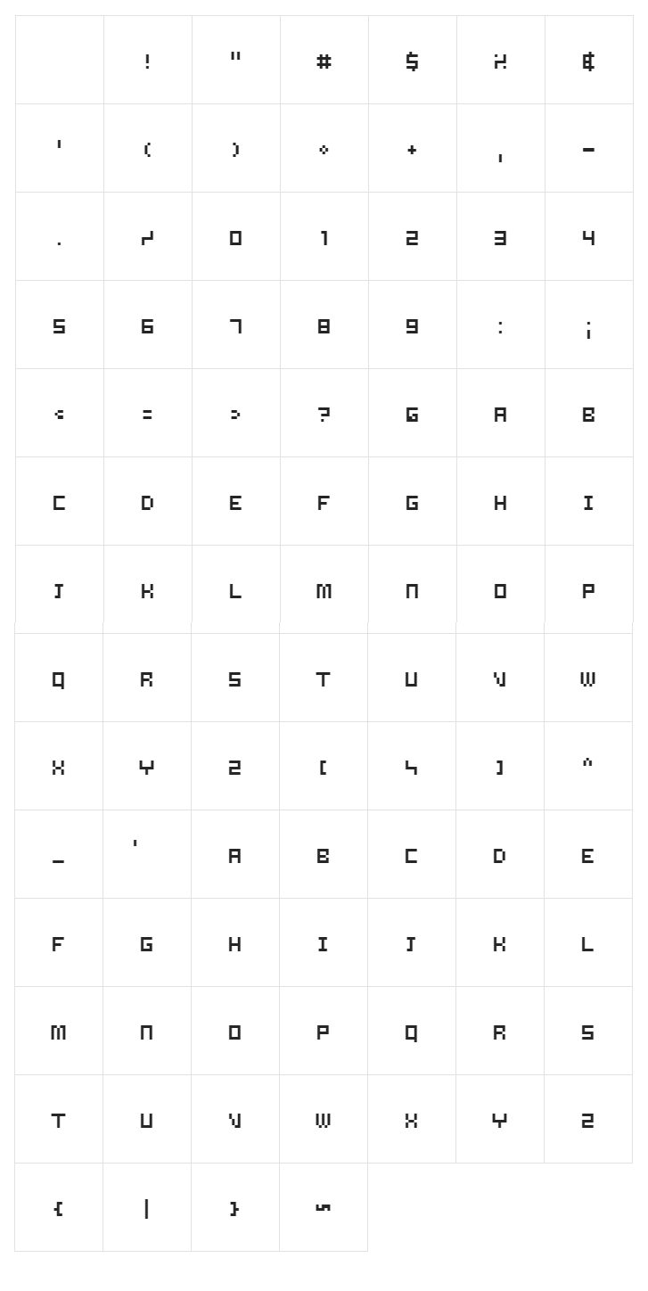 Samson font glyphs